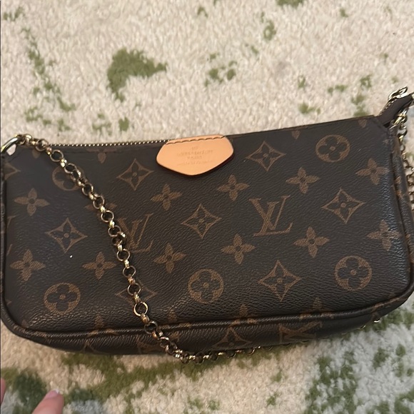 Brown Clutch with Rectangular Shape and Coated Canvas Material - Picture 3 of 3